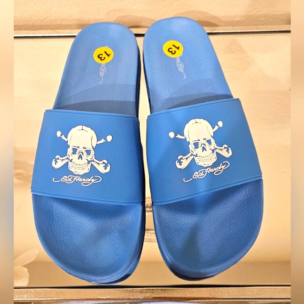 ED Hardy Sky Blue Darkness Mens Sport Slides 13